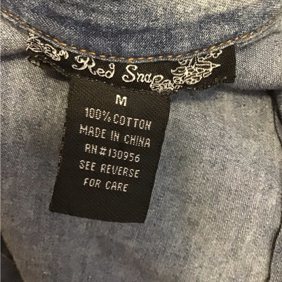 RED Snap acid washed western style button down shirt size Medium - Picture 9 of 9